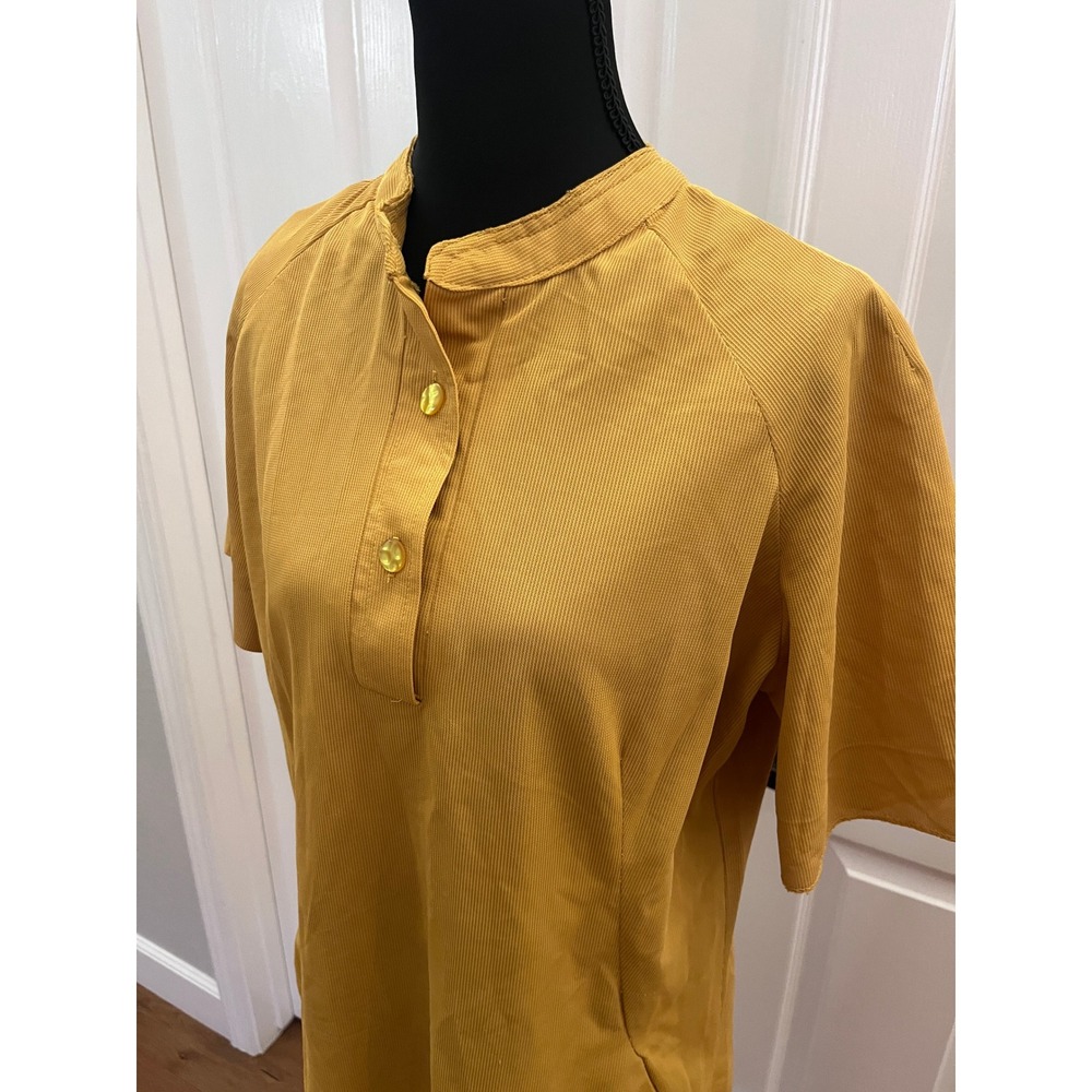 Lady Diane California Midi Dress Womens M Honey Mustard Vintage Textured Pockets